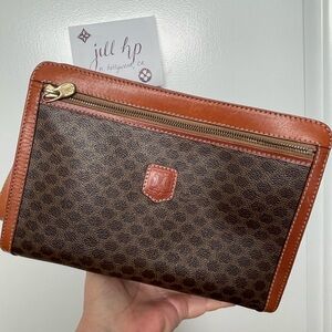 Céline  Brown Leather Bag Clutch Wristlet
